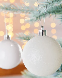 White Shatterproof Baubles, 42 Pack, 6 Cm