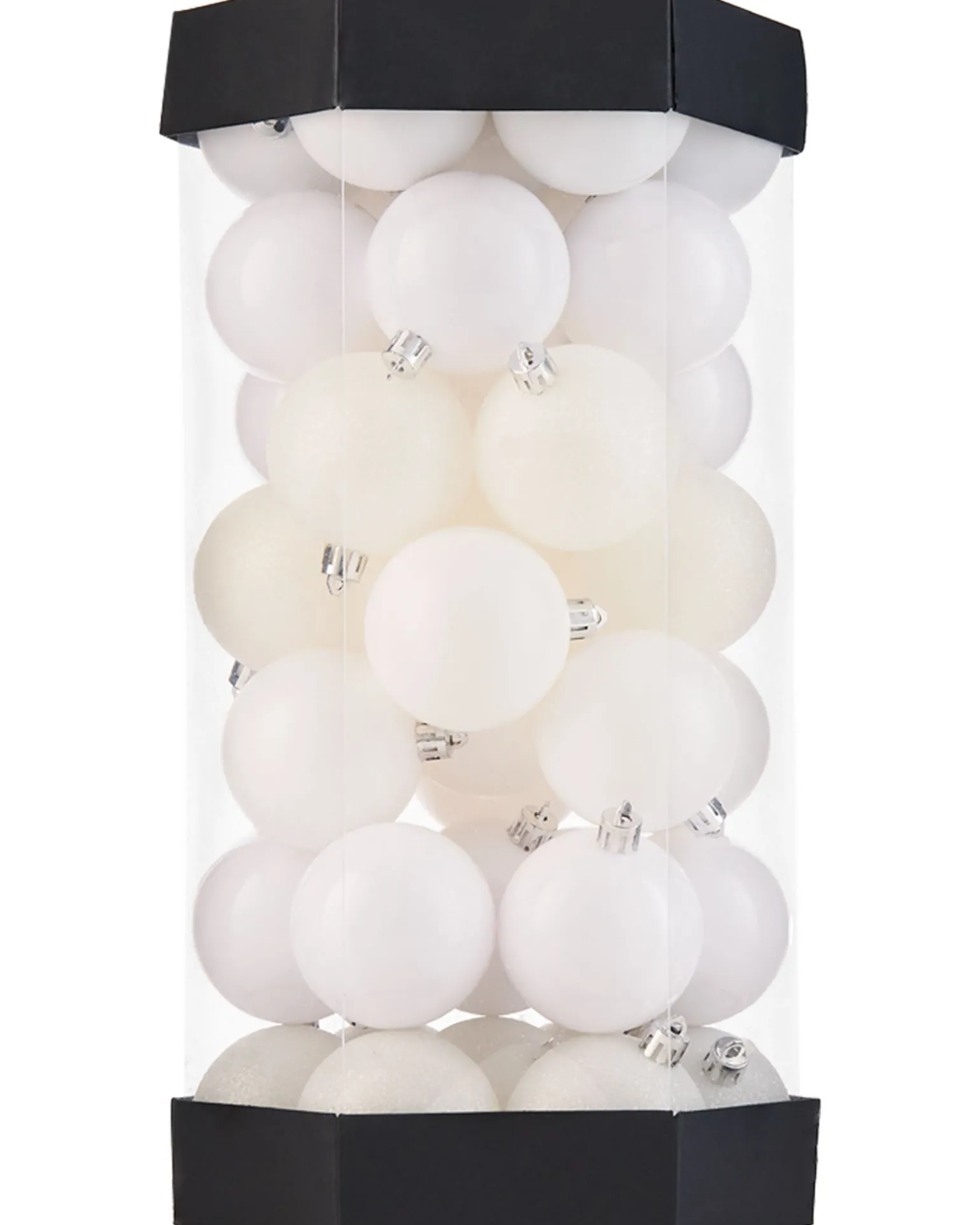 White Shatterproof Baubles, 42 Pack, 6 Cm