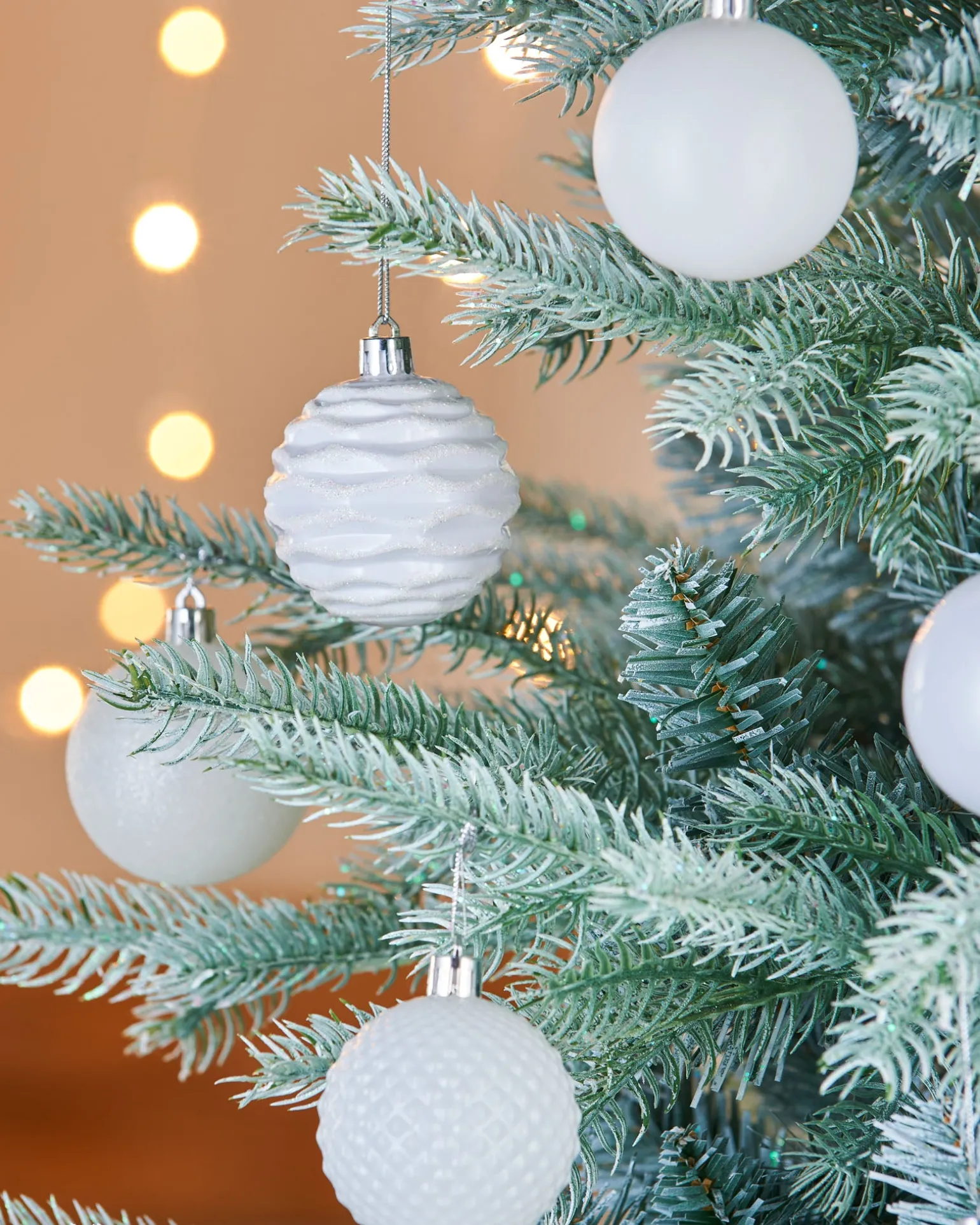 White Shatterproof Baubles, 50 Pack, 6 Cm