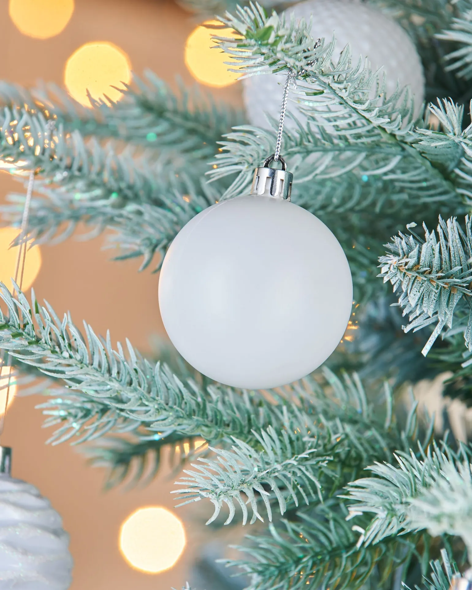 White Shatterproof Baubles, 50 Pack, 6 Cm