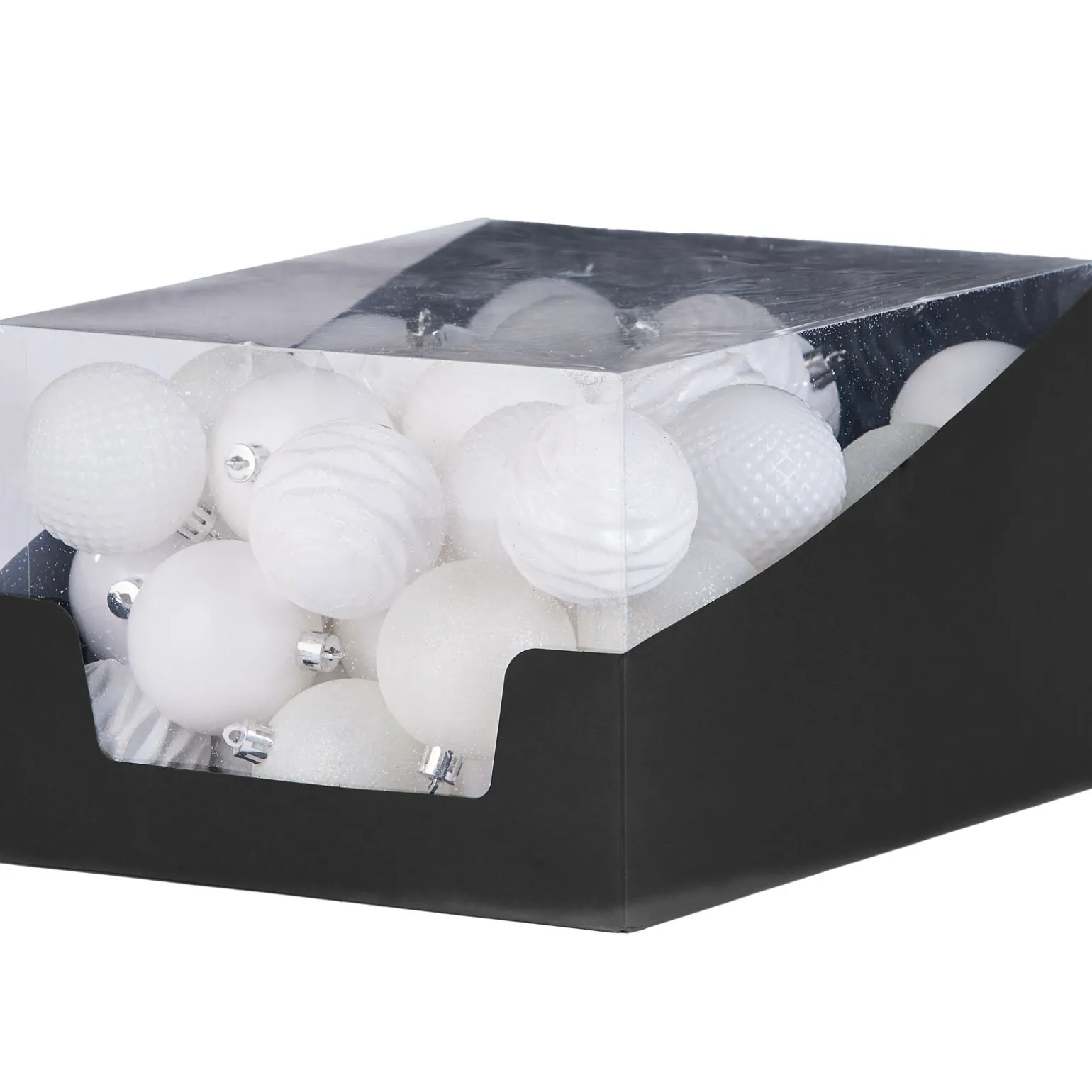White Shatterproof Baubles, 50 Pack, 6 Cm