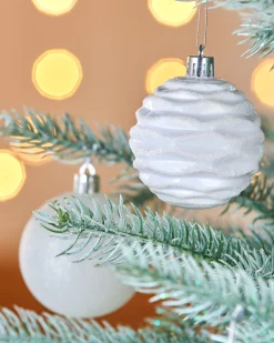 White Shatterproof Baubles, 50 Pack, 6 Cm