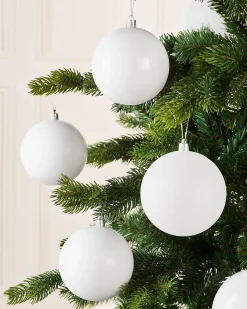 White Shatterproof Baubles, 9 Pack, 10 Cm