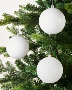 White Shatterproof Baubles, 9 Pack, 10 Cm