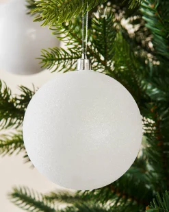 White Shatterproof Baubles, 9 Pack, 10 Cm