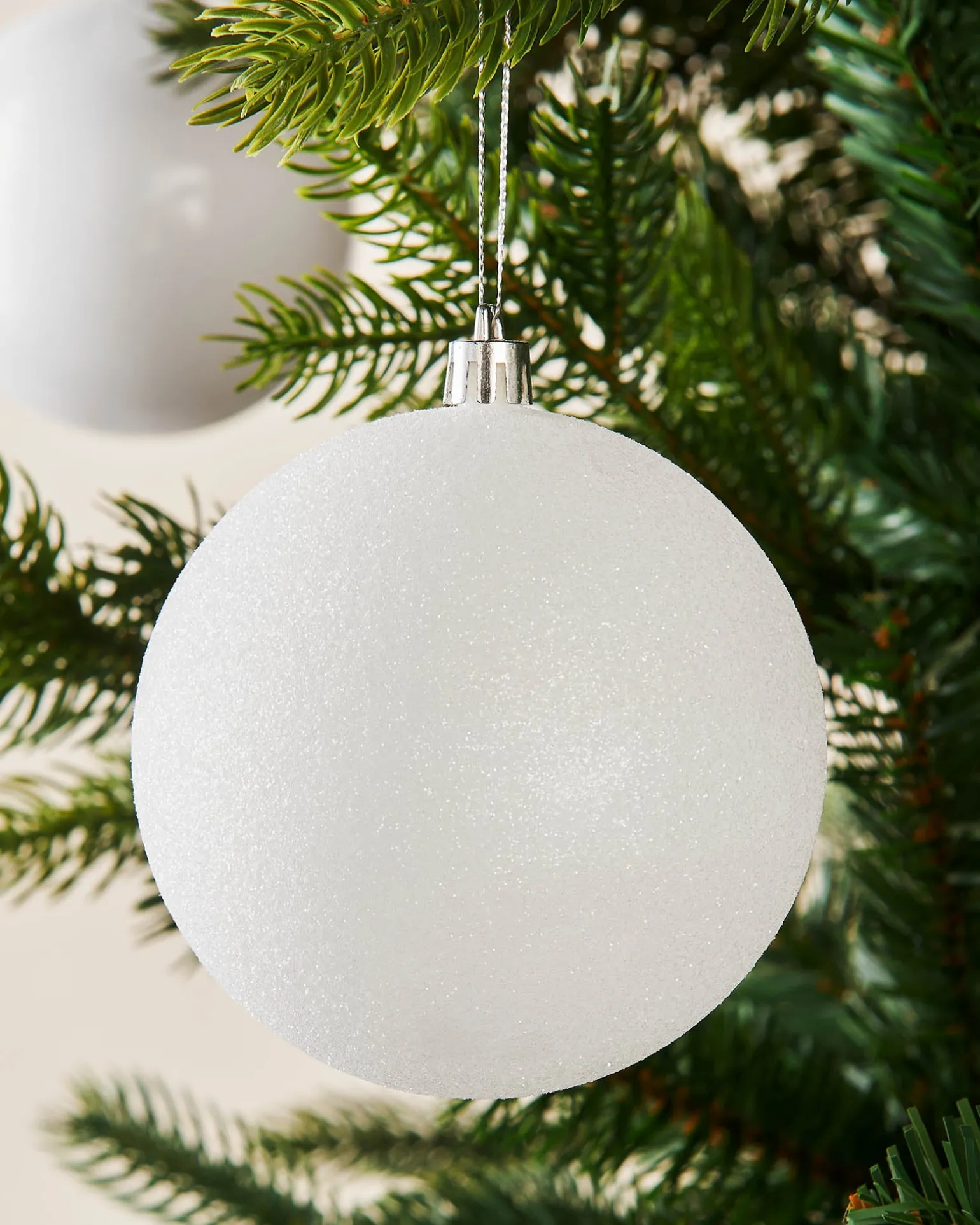 White Shatterproof Baubles, 9 Pack, 10 Cm