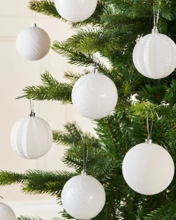 White Shatterproof Baubles, 16 Pack, 8 Cm