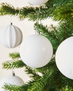 White Shatterproof Baubles, 16 Pack, 8 Cm
