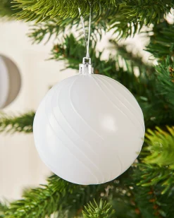 White Shatterproof Baubles, 16 Pack, 8 Cm