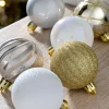 White/Gold Shatterproof Baubles, 48 Pack, 6 Cm