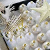 White/Gold Shatterproof Baubles Set, 50 Pack