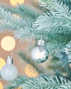 White/Silver Shatterproof Baubles, 36 Pack, 3 Cm