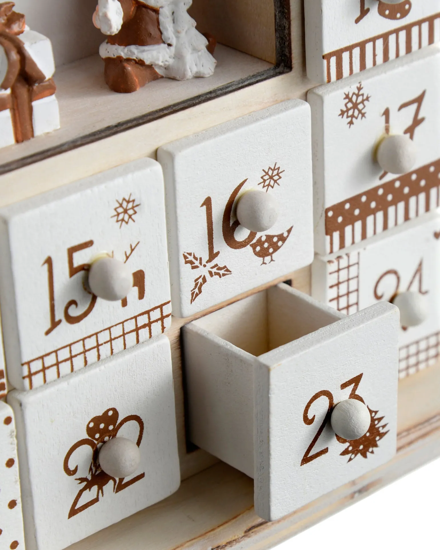 Wooden House Advent Calendar Christmas Decoration, 37cm, Beige